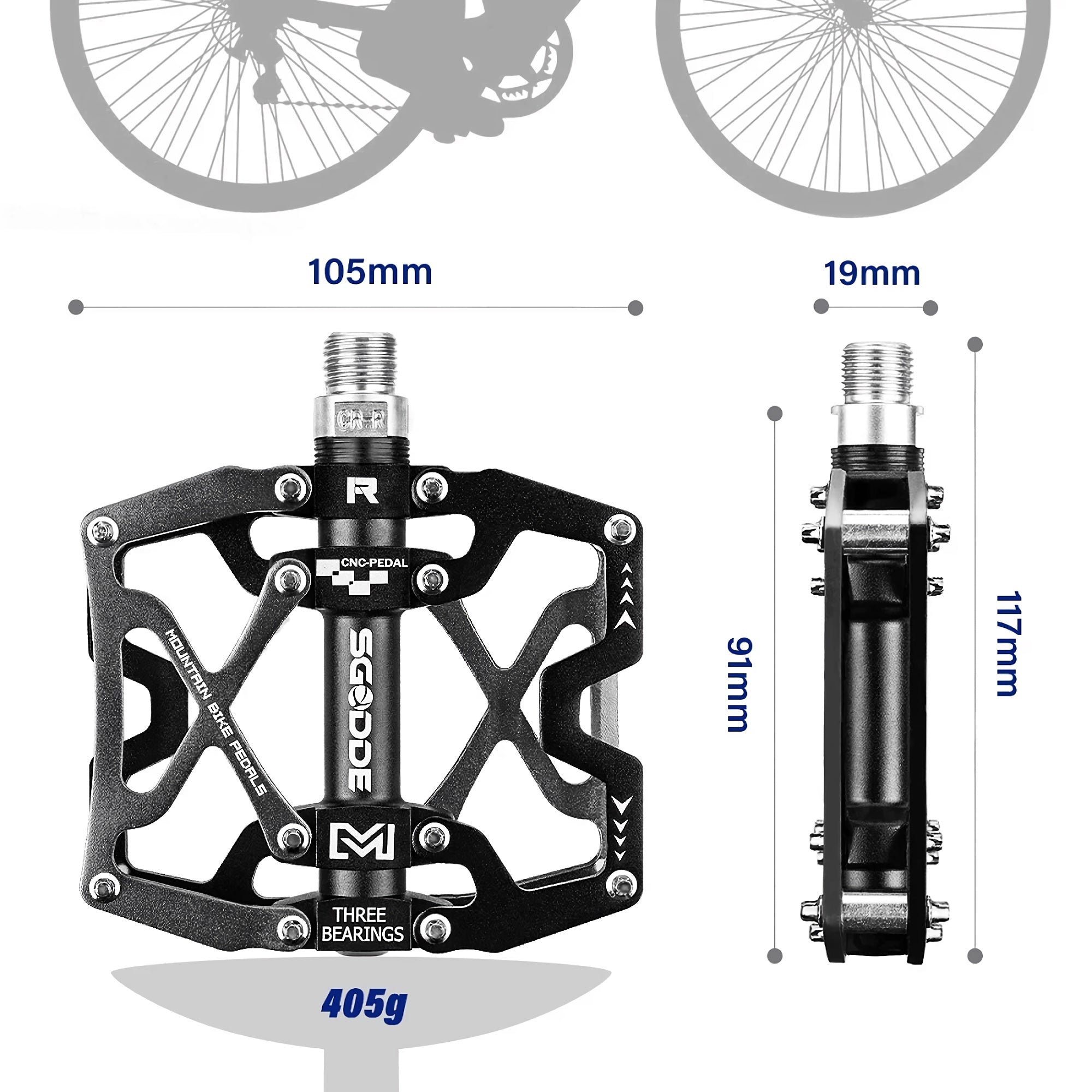 SGODDE Mountain Bike Pedals, Aluminum Alloy 9/16 inch Flat Pedals with 3 Bearings for Bikes, Universal Fit (Black) - X002WSL3JB SGODDE Mountain Bike Pedals, Aluminum Alloy 9/16 inch Flat Pedals with 3 Bearings for Bikes, Universal Fit (Black) - X002WSL3JB